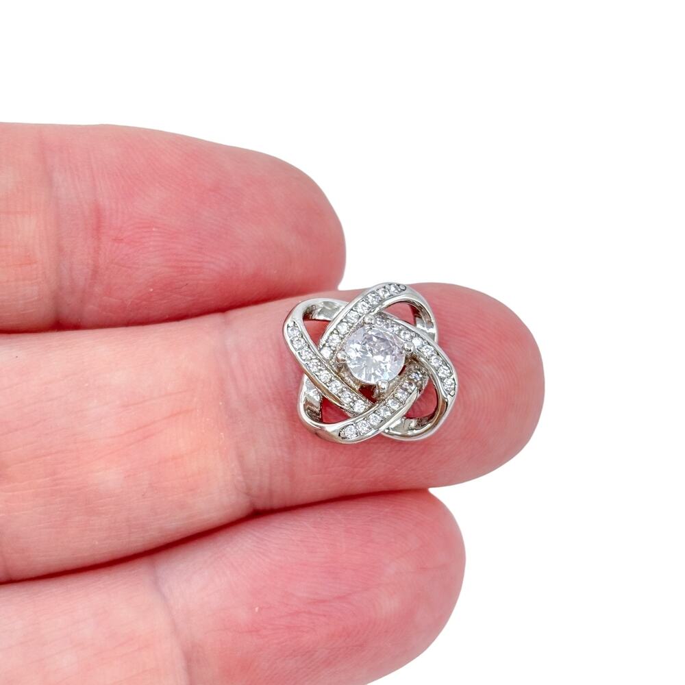 Vintage Sterling Silver 925 Cubic Zirconia Infinity Love Knot Pendant